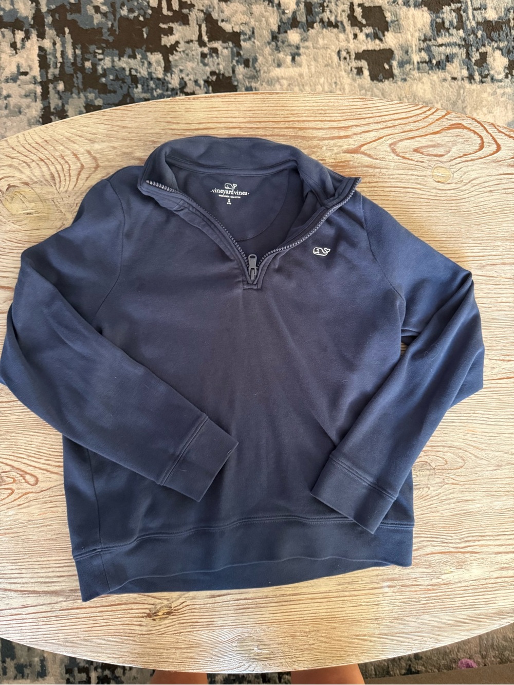 Boys Vineyard Vines Navy Half-Zip Collared Pullover with Logo Size Small 8-10